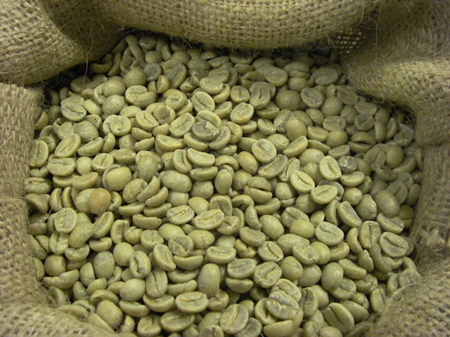 Biji kopi mentah green bean kualitas ekspor dalam karung goni di gudang PT ASS